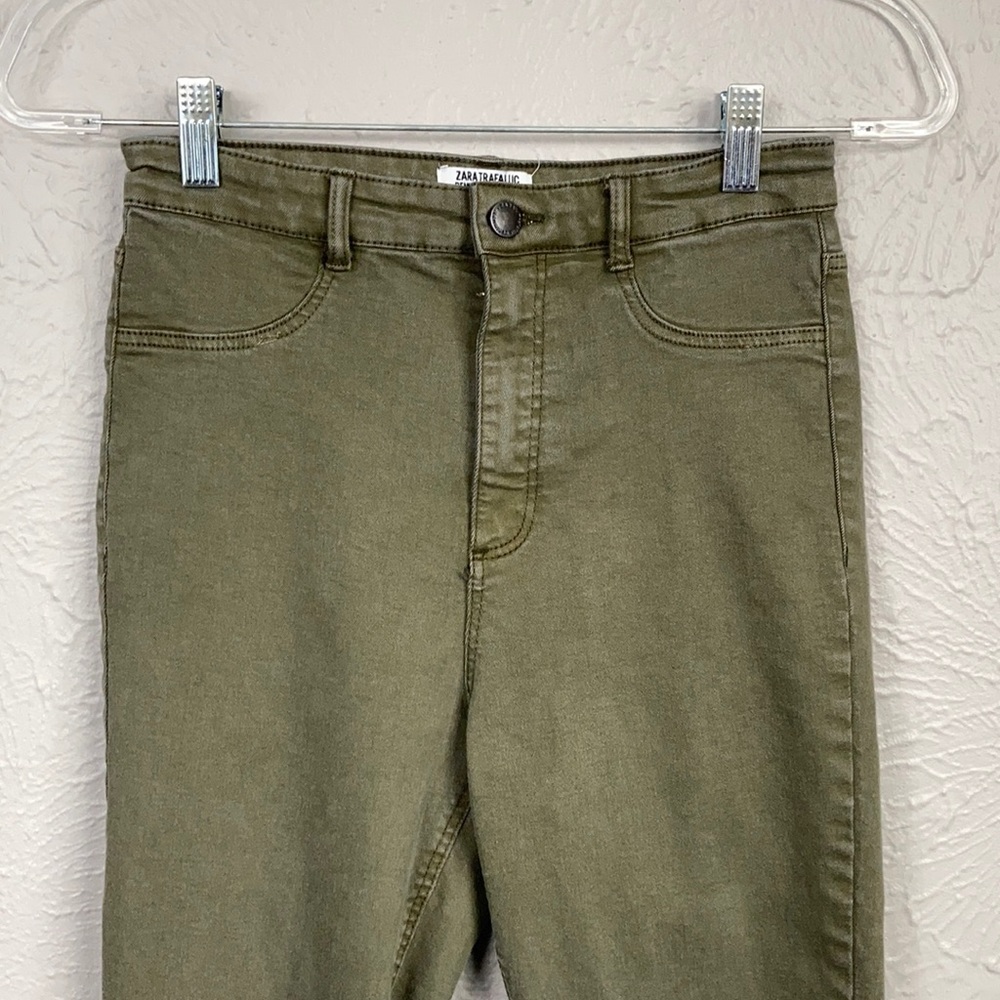Zara Trafaluc Olive Green Skinny Jeans Size 6 - Picture 4 of 8